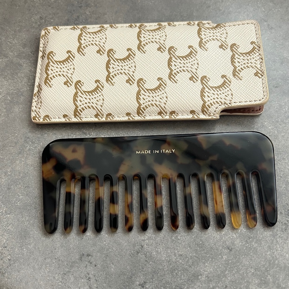 CELINE SMALL HAIR COMB IN TRIOMPHE CANVAS WHITE